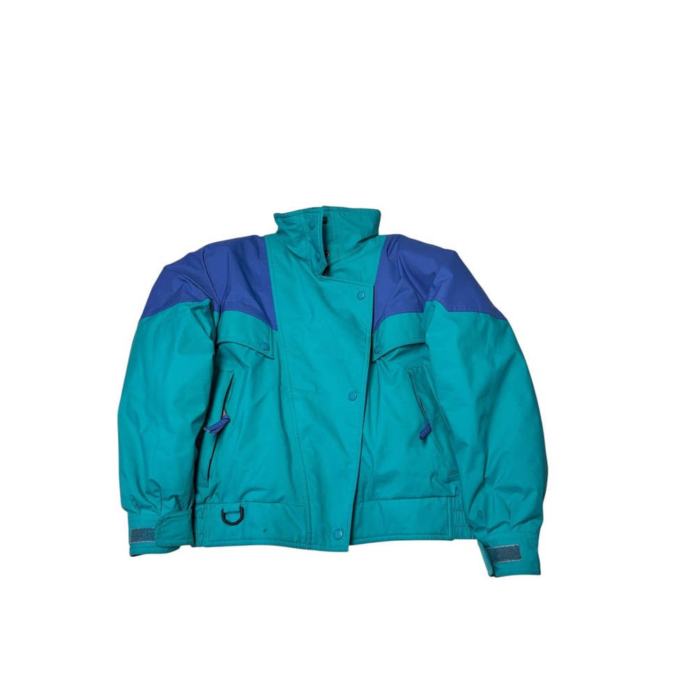 Vintage‎ 90s Eddie Bauer Goose Down Puffer Jacket Teal Colorblock Womens Small